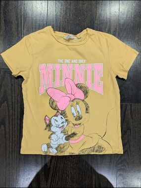 5/$35 H&M Disney Minnie Mouse Tee 8-10 Yellow Figaro Graphic Cotton Shirt
